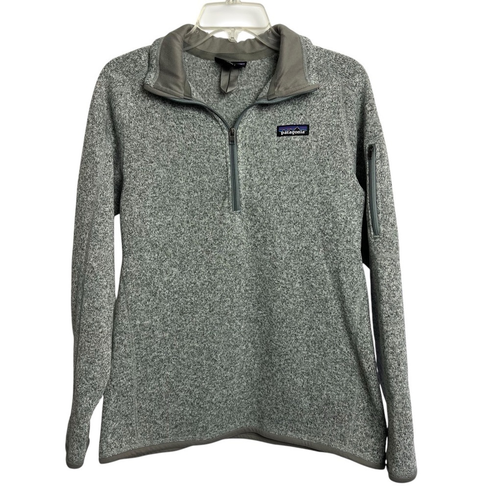 Patagonia Women’s 1/4 Zip Pullover Top Sz Medium Gray Zip Pocket On Sleeve